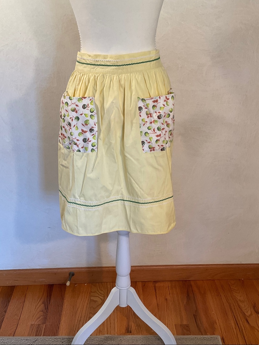 Vintage, handmade yellow apron.